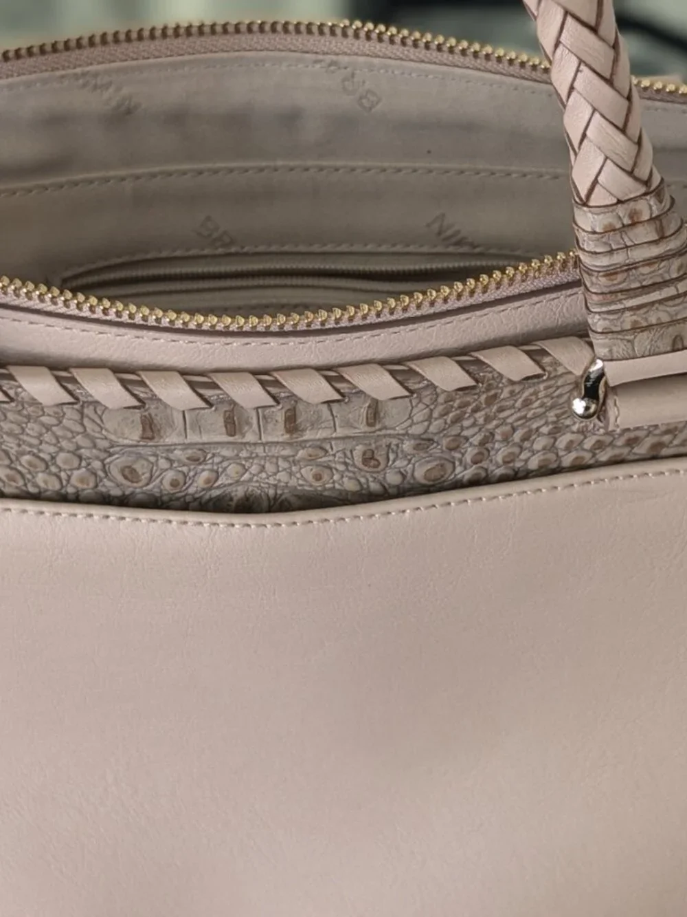 Brahmin Raelynn Natural Crawford Satchel Only + Dust Bag